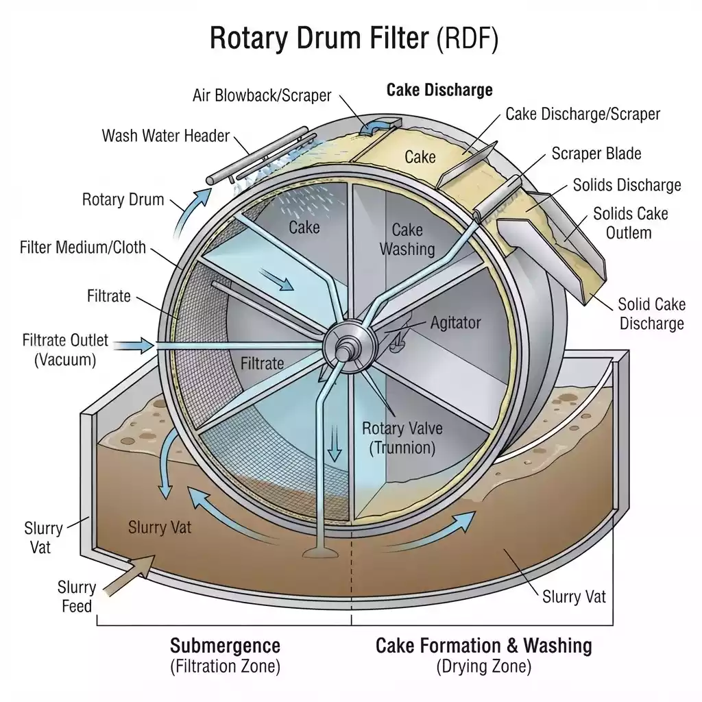 Rotary Drum Filter Working Principle